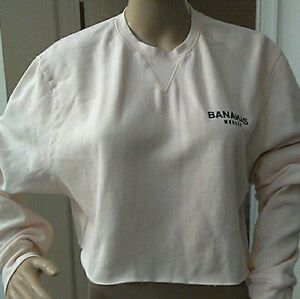 NWT BANANAS MONKEY Cropped Crewneck Sweatshirt - Light Peach SZ L/XL COTTON